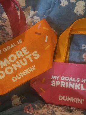 Dunkin' Colorblock Tote Bag - Orange & Pink